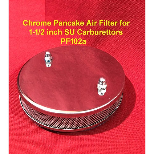 Chrome Pancake Air Filter for 1-1/2 inch  HS4 1.5 SU Carburetors - PF102a