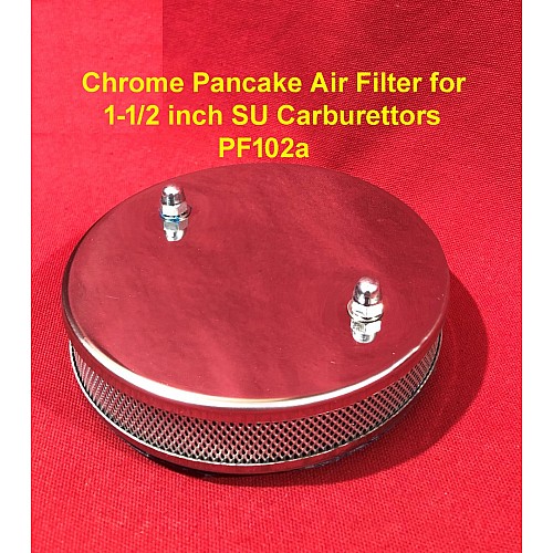 Filtro Aria Pancake Cromato A102 - Ad Alto Flusso Per Carburatori SU HS4 1½ Pollici - Largo 139 Mm