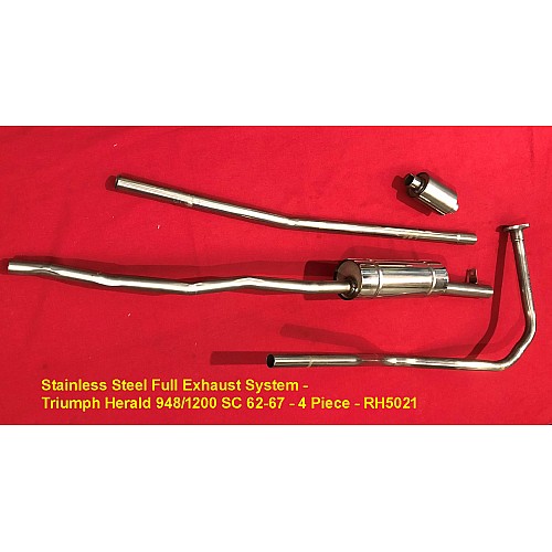 Stainless Steel Full Exhaust System - Triumph Herald 948/1200 SC 62-67 - 4 Piece - RH5021