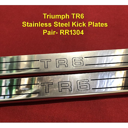 Triumph TR6 Stainless Steel Kick Plates with TR6 Logo (Sold as The Pair) - RR1304