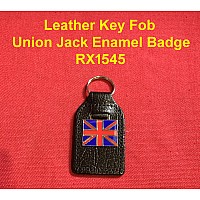 Leather Key Fob - Union Jack Enamel Badge - RX1545 