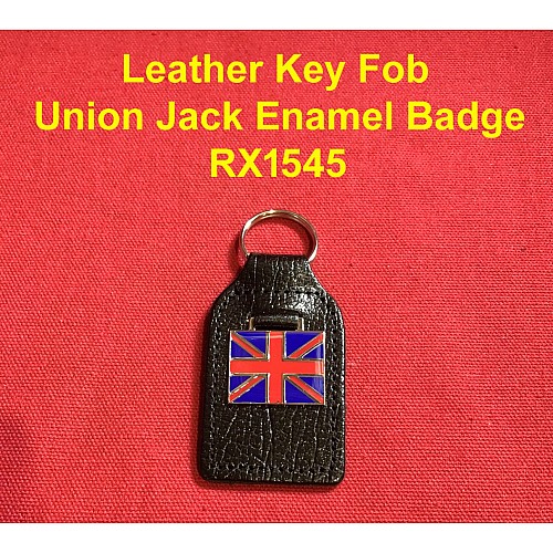 Leather Key Fob - Union Jack Enamel Badge - RX1545