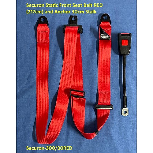 Securon Static Front Seat Belt RED (217cm) and Anchor 30cm Stalk  Securon-300/30RED