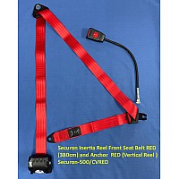 Securon Inertia Reel Front Seat Belt RED (380cm) and Anchor  RED (Vertical Reel )  Securon-500/CVRED