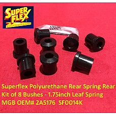 Superflex Polyurethane Rear Spring Rear Kit of 8 Bushes 1.75inch Leaf Spring  MGB /C OEM# 2A5176  SF0014K