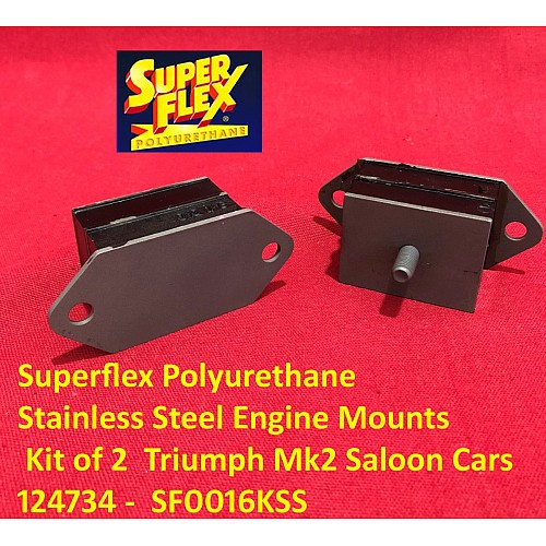 Superflex Polyurethane Stainless Steel Engine Mount Set of 2 Triumph Mk2 Saloon 124734 -  SF0016KSS