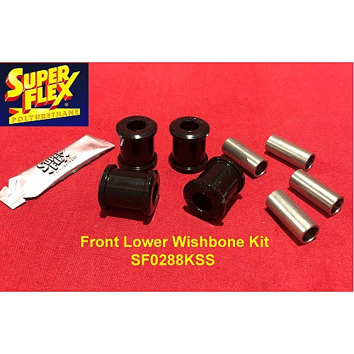 Superflex Front Lower Wishbone  Kit of 4 Cotton Reel (1 Piece) Bushes; 4 Stainless Steel Tubes replaces OEM# 141481 - SF0288KSS