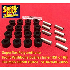 Superflex Polyurethane Front Wishbone Bushes Inner (Kit of 16)  Triumph OEM# 119451   SF0478-80-8KSS