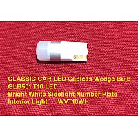 CLASSIC CAR LED Capless Wedge Bulb GLB501 T10 LED Bright White Sidelight Number Plate Interior Light   WVT10WH