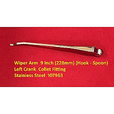 Wiper Arm  9 Inch (228mm) (Hook - Spoon) Left Crank  Stainless Steel Triumph TR2 - TR3 107963