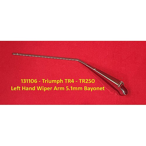 Wiper Arm  12 inch (300mm) (5.2mm Bayonet)  Left Crank Stainless Steel  Triumph TR4 - TR5  131106