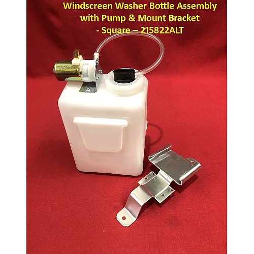 Windscreen Washer Bottle Assembly with Pump & Mount Bracket - Square – 215822ALT