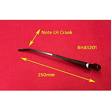 Wiper Arm 10 inch (250mm) (7.2mm Bayonet) Satin Black - Left Hand Crank    BHA5201