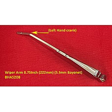 Wiper Arm  8.75Inch (222mm) (5.1mm Bayonet) -  Stainless Steel Left Hand Crank F238   BHA5208