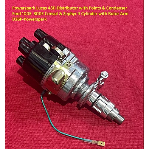 Powerspark Lucas 43D Distributor with Points & Condenser Ford 100E  300E Consul & Zephyr 4 Cylinder with Rotor Arm    D26P-Powerspark