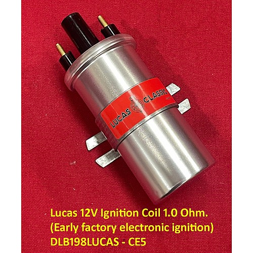 Lucas 12V Ignition Coil 1.0 Ohm.  (Early factory electronic ignition)    DLB198LUCAS - CE5