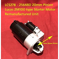 Lucas Classic 2M100 Type Starter Motor LRS00278  - Triumph & Rover SD1 Remanufactured Unit by Powerlite    25648D-20mm