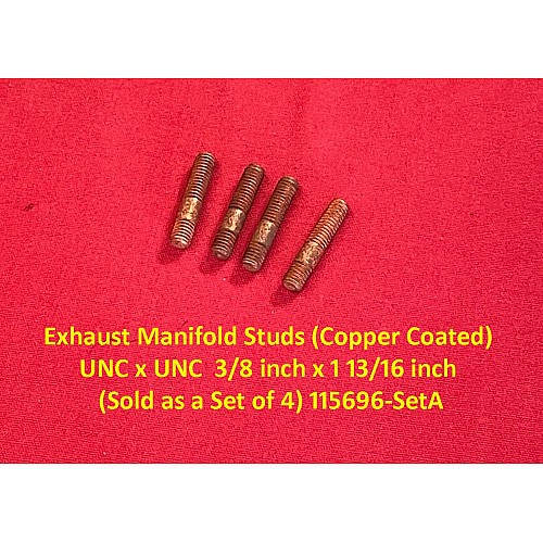 Exhaust Manifold Studs Copper Coated UNC x UNC  3/8 inch x 1 13/16 inch  (Sold as a Set of 4) 115696-SetA