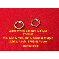 Wiper Wheel Box Nut. Stainless Steel  Sold as A Pair  Mini Mk1 & Mk2, TR3-5, Sprite & Midget. 37H6316A-SetA