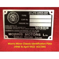 Morris Minor Chassis Identification Plate (1948 To April 1952)  ACC134A