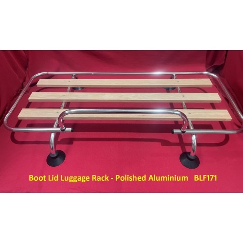 Boot Lid Luggage Rack - Polished Aluminium With Wooden Slats (Includes Fitting Kit) Dimensions 90 x 34 cm. BLF171
