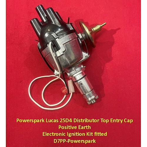 Powerspark Lucas 25D4 Distributor Top Entry Cap with Positive Earth Electronic Ignition Kit fitted   D7PP-Powerspark