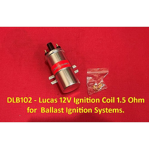 Lucas 12V Ignition Coil 1.5 Ohm Ballast Ignition Systems. (Push In HT Lead) DLB102 Lucas 12V Ignition Coil 1.5 Ohm Ballast Ignition Systems. (Push In HT Lead) DLB102