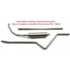 Morris Minor Stainless Steel Exhaust System - Saloon, Traveller, Convertible  Front to Rear 3Pcs   EX202