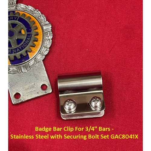 Badge Bar Clip For 3/4" Bars - Stainless Steel with Securing Bolt Set GAC8041X