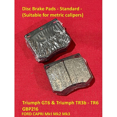 Disc Brake Pads - Standard -  (Suitable for metric calipers)  Ford & Triumph GT6 & Triumph TR3b - TR6   GBP216