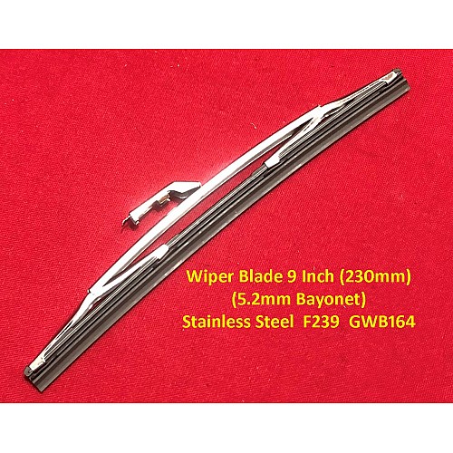 Wiper Blade 9 Inch (230mm) (5.2mm Bayonet)  Stainless Steel  F239  GWB164