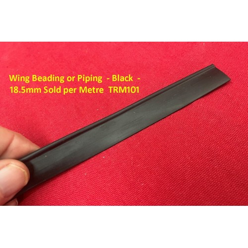 Wing Beading or Piping  - Black  -  18.5mm Sold per Metre  TRM101