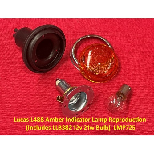 Lucas L488 Amber Indicator Lamp Reproduction  (Includes LLB382 12v 21w Bulb)  LMP725