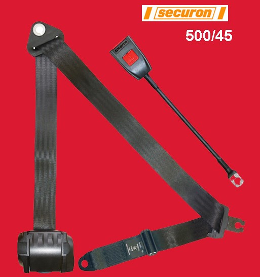 Securon Inertia Reel Front Seat Belt and Anchor Black (Vertical